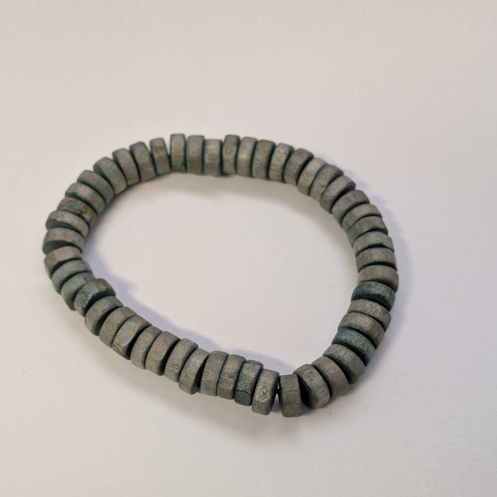 Gray Greenish Beaded Stretch Bracelet
